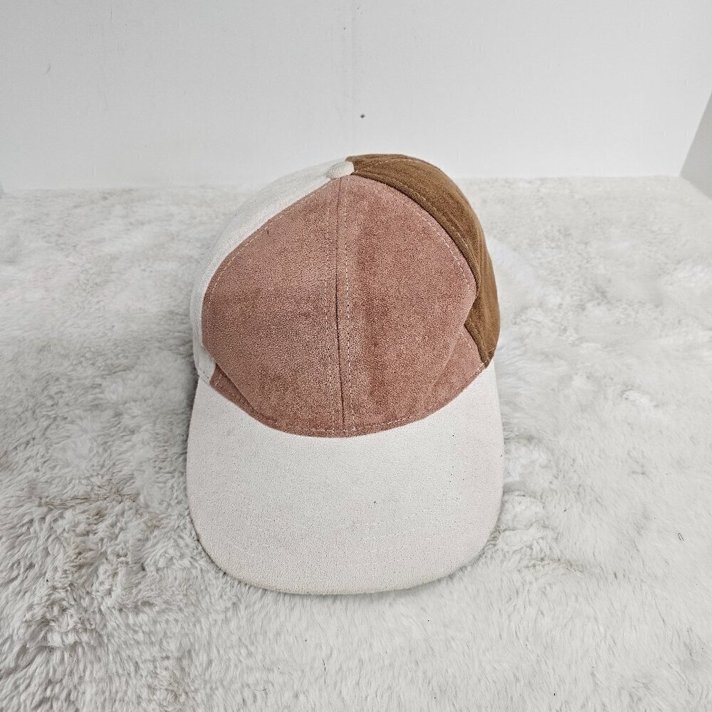 Express Cream Mauve Colorblock Faux Suede Adjustable Baseball Cap OSFA